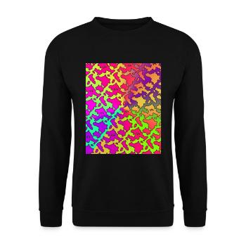 Buntes Kuh Muster Kuhflecken Kuh Geschenk Kuh - Unisex Pullover - Schwarz - Vorne - Alina (178cm) & Michal (187cm)