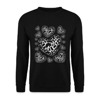 Cow Spots Hearts Cow Lovers Cadeau Vache - Sweat-shirt Unisexe - noir - Devant - Alina (178cm) & Michal (187cm)