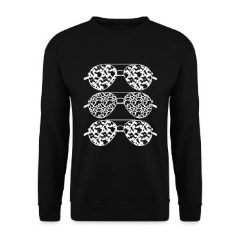 Modèle de vache Lunettes de soleil Vache Taches Cadeau Vache - Sweat-shirt Unisexe - noir - Devant - Alina (178cm) & Michal (187cm)