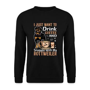 Buvez du café et câlinez-vous avec Rottweiler - Sweat-shirt Unisexe - noir - Devant - Alina (178cm) & Michal (187cm)