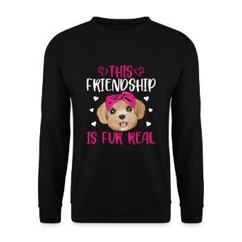 Pudel Freundschaft Ist Pelz Echt Lustig - Unisex Pullover - Schwarz - Vorne - Alina (178cm) & Michal (187cm)