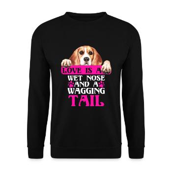 Beagle Love Is Wet Nose Wagging Tail Drôle de chien - Sweat-shirt Unisexe - noir - Devant - Alina (178cm) & Michal (187cm)