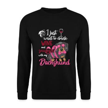 Buvez du vin câlin avec le propriétaire du teckel - Sweat-shirt Unisexe - noir - Devant - Alina (178cm) & Michal (187cm)