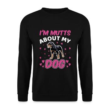 I Am Mutts About Dog Rottweiler Funny - Unisex Sweatshirt - black - Front - Alina (178cm) & Michal (187cm)