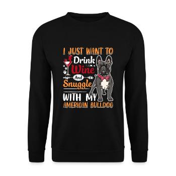 Wein Trinken Kuscheln Mit Amerikanischer - Unisex Pullover - Schwarz - Vorne - Alina (178cm) & Michal (187cm)