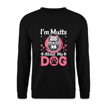 I Am Mutts About Dog American Bulldog - Unisex Sweatshirt - black - Front - Alina (178cm) & Michal (187cm)