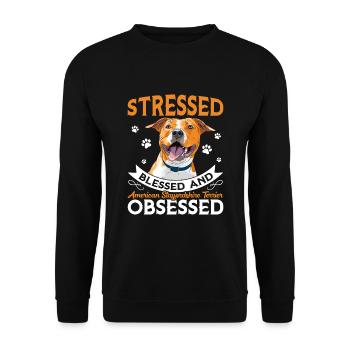 Selig Staffordshire Terrier Besessen Spaß - Unisex Pullover - Schwarz - Vorne - Alina (178cm) & Michal (187cm)