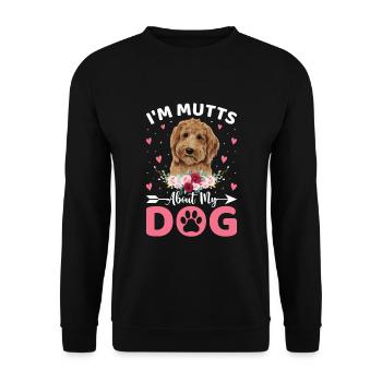I Am Mutts About Dog Goldendoodle Funny - Unisex Sweatshirt - black - Front - Alina (178cm) & Michal (187cm)