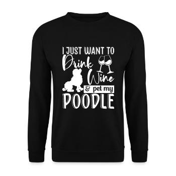 Boire du vin et des caniches pour animaux de compagnie Graphiques amusants - Sweat-shirt Unisexe - noir - Devant - Alina (178cm) & Michal (187cm)