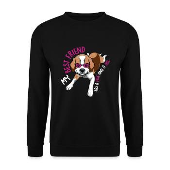 Beagle Bester Freund Hat Fell Und Schwanz Lustige - Unisex Pullover - Schwarz - Vorne - Alina (178cm) & Michal (187cm)
