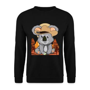 Animal Lover Cowboy Gift Koala Bear - Unisex Sweatshirt - black - Front - Alina (178cm) & Michal (187cm)