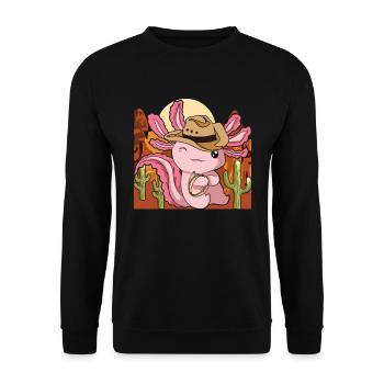 Animal Lover Cowboy Gift Axolotl - Unisex Sweatshirt - black - Front - Alina (178cm) & Michal (187cm)