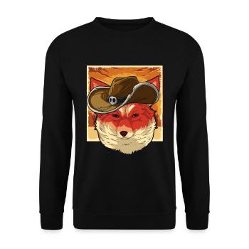 Animal Lover Cowboy Gift Fox - Unisex Sweatshirt - black - Front - Alina (178cm) & Michal (187cm)