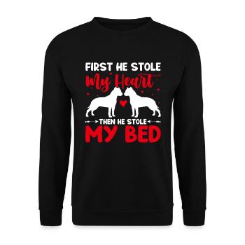 Staffordshire Terrier Er Hat Mein Herz Gestohlen - Unisex Pullover - Schwarz - Vorne - Alina (178cm) & Michal (187cm)