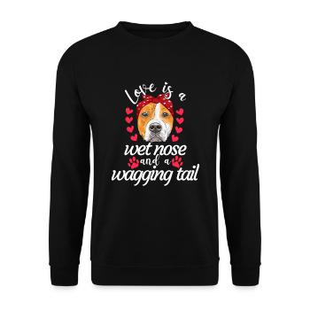 Staffordshire Terrier Love est le nez mouillé remuant - Sweat-shirt Unisexe - noir - Devant - Alina (178cm) & Michal (187cm)