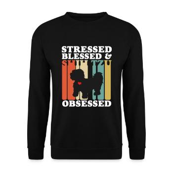 Blessed Shih Tzu Possessed Funny - Unisex Sweatshirt - black - Front - Alina (178cm) & Michal (187cm)