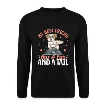 Shih Tzu Best Friend Has Fur And Tail - Unisex Sweatshirt - black - Front - Alina (178cm) & Michal (187cm)