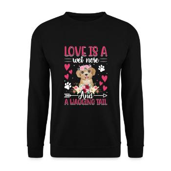 Caniche Amour Est Nez Mouillé Wobble Queue Fun - Sweat-shirt Unisexe - noir - Devant - Alina (178cm) & Michal (187cm)