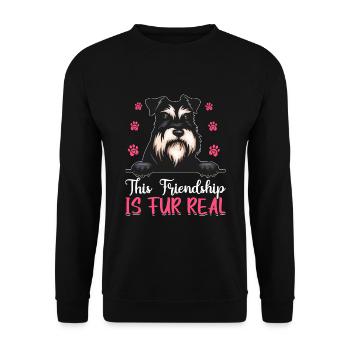Zwergschnauzer Freundschaft Ist Fell Echt Lustige - Unisex Pullover - Schwarz - Vorne - Alina (178cm) & Michal (187cm)