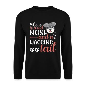 Zwergschnauzer Liebe Ist Nasse Nase Wedelnden - Unisex Pullover - Schwarz - Vorne - Alina (178cm) & Michal (187cm)