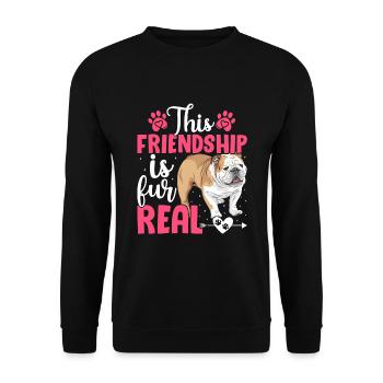 American Bulldog Friendship est en fourrure - Sweat-shirt Unisexe - noir - Devant - Alina (178cm) & Michal (187cm)