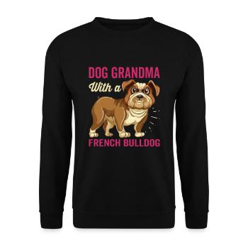 Chien Grand-mère avec Français Bouledogue Drôle - Sweat-shirt Unisexe - noir - Devant - Alina (178cm) & Michal (187cm)