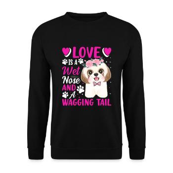 Shih Tzu Love Est Nez Mouillé Remuant Queue Fun Chien - Sweat-shirt Unisexe - noir - Devant - Alina (178cm) & Michal (187cm)