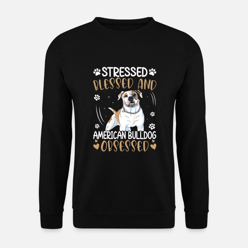 Gesegnete Amerikanische Bulldogge Besessen - Unisex Pullover - Schwarz