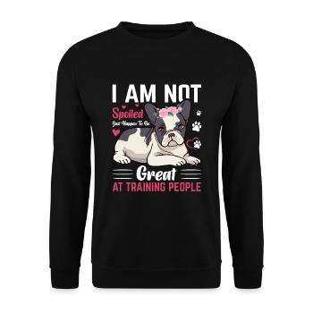 Français Bulldog Je ne suis pas gâté - Sweat-shirt Unisexe - noir - Devant - Alina (178cm) & Michal (187cm)