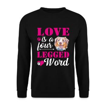 Australischer Schäferhund Liebe Vierbeiniges Wort - Unisex Pullover - Schwarz - Vorne - Alina (178cm) & Michal (187cm)