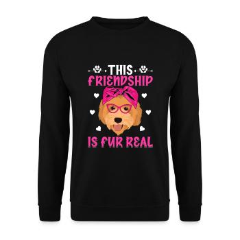 Goldendoodle Freundschaft Ist Fell Echt Lustig - Unisex Pullover - Schwarz - Vorne - Alina (178cm) & Michal (187cm)