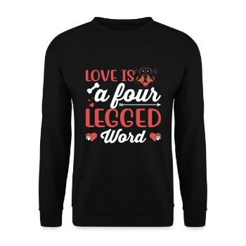 Rottweiler Liebe Vierbeiner Wort Lustiger - Unisex Pullover - Schwarz - Vorne - Alina (178cm) & Michal (187cm)