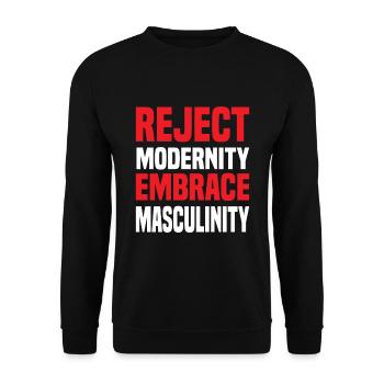 Reject Modernity Embrace Masculinity Sigma Male - Unisex Sweatshirt - black - Front - Alina (178cm) & Michal (187cm)