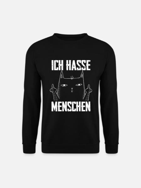 Ich Hasse Menschen Lustige Katze Mittelfinger - Unisex Pullover - Schwarz