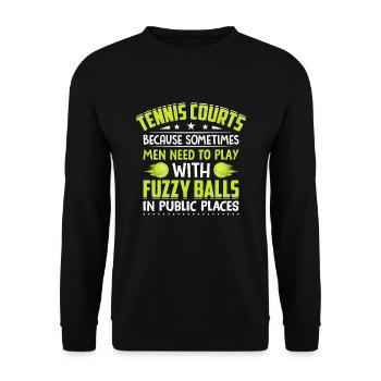 Tennis courts Playing fun with fuzzy balls - Unisex Sweatshirt - black - Front - Alina (178cm) & Michal (187cm)