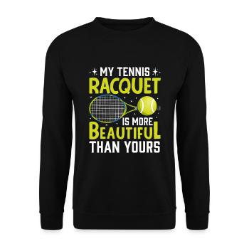 Tennis rackets more beautiful than your fun player - Unisex Sweatshirt - black - Front - Alina (178cm) & Michal (187cm)