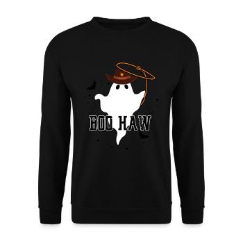 Boo Haw funny cowboy ghost - Unisex Sweatshirt - black - Front - Alina (178cm) & Michal (187cm)