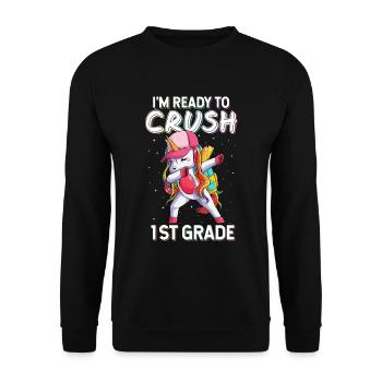 I'm Ready To Crush 1st Grade Unicorn - Unisex Sweatshirt - black - Front - Alina (178cm) & Michal (187cm)