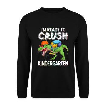 I'm Ready To Crush Kindergarten Dinosaur Back - Unisex Sweatshirt - black - Front - Alina (178cm) & Michal (187cm)