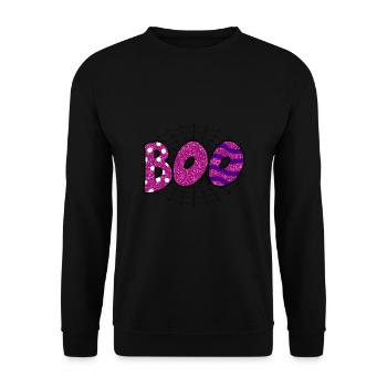 Halloween Boo Spinnennetz - Unisex Pullover - Schwarz - Vorne - Alina (178cm) & Michal (187cm)