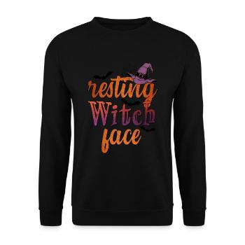 Halloween Resting Witch Face - Unisex Pullover - Schwarz - Vorne - Alina (178cm) & Michal (187cm)