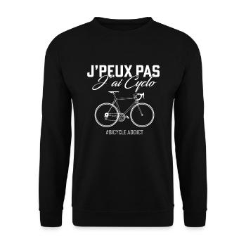 J'Peux Pas J'ai Cyclo Humour Cadeau Vélo Cycliste - Sweat-shirt Unisexe - noir - Devant - Alina (178cm) & Michal (187cm)