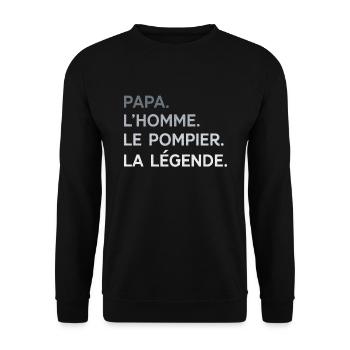 Papa Pompier L'Homme La Légende Cadeau Humour - Sweat-shirt Unisexe - noir - Devant - Alina (178cm) & Michal (187cm)
