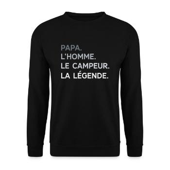 Papa Campeur L'Homme La Légende Cadeau Camping - Sweat-shirt Unisexe - noir - Devant - Alina (178cm) & Michal (187cm)