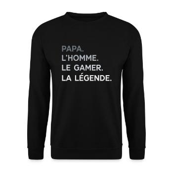Papa Gamer L'Homme La Légende Cadeau Gaming - Sweat-shirt Unisexe - noir - Devant - Alina (178cm) & Michal (187cm)