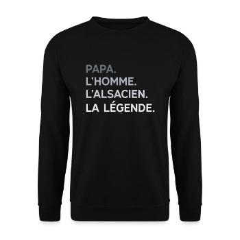 Papa Alsacien L'Homme La Légende Cadeau Alsace - Sweat-shirt Unisexe - noir - Devant - Alina (178cm) & Michal (187cm)