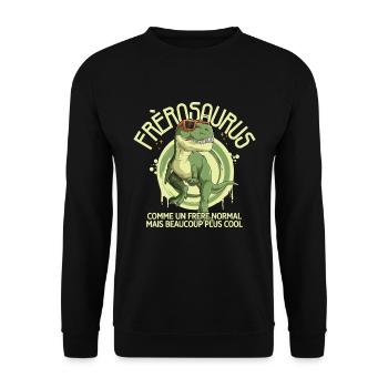 Big Brother Dinosaur Humor T Rex Family Gift - Unisex Sweatshirt - black - Front - Alina (178cm) & Michal (187cm)
