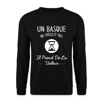 Un Basque Vieillit Pas Humour Cadeau Pays Basque - Sweat-shirt Unisexe - noir - Devant - Alina (178cm) & Michal (187cm)