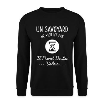 Un Savoyard Ne Vieillit Pas Humour Cadeau Savoie - Sweat-shirt Unisexe - noir - Devant - Alina (178cm) & Michal (187cm)