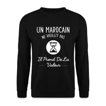 Un Marocain Ne Vieillit Pas Humour Cadeau Maroc - Sweat-shirt Unisexe - noir - Devant - Alina (178cm) & Michal (187cm)